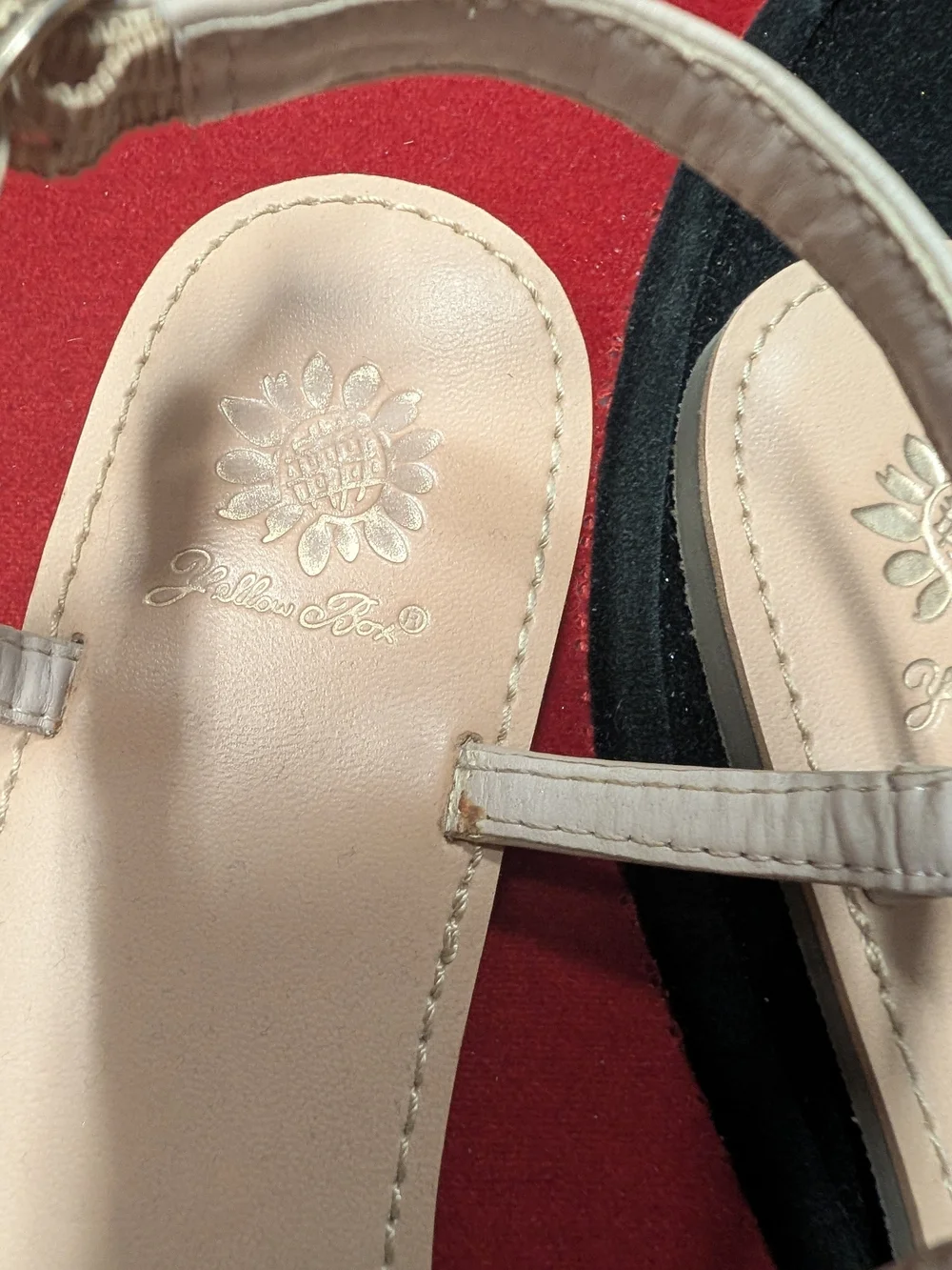 Yellow Box Nude Crystal Beaded T-Strap Sandals. 8.5 - Picture 2 of 3